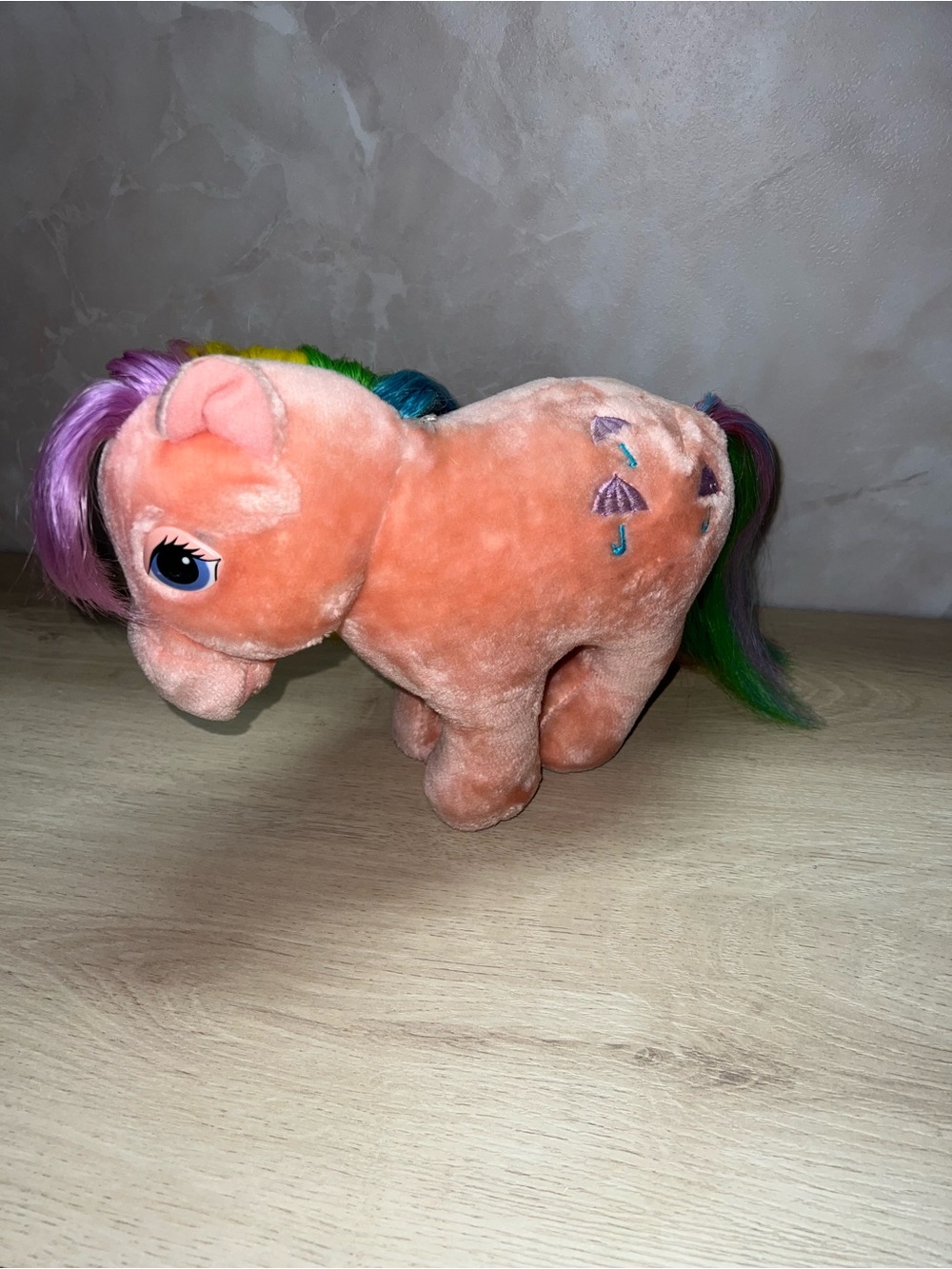 intage 1984 Hasbro Softies My Little Pony Parasol Plush Rainbow Hair G1